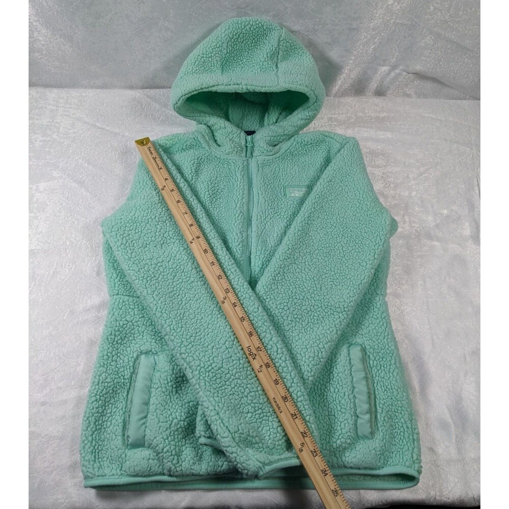 Reebok Girls L 14/16 Mint Green Sherpa Fleece Hooded Full Zip Jacket Pockets - Picture 5 of 8